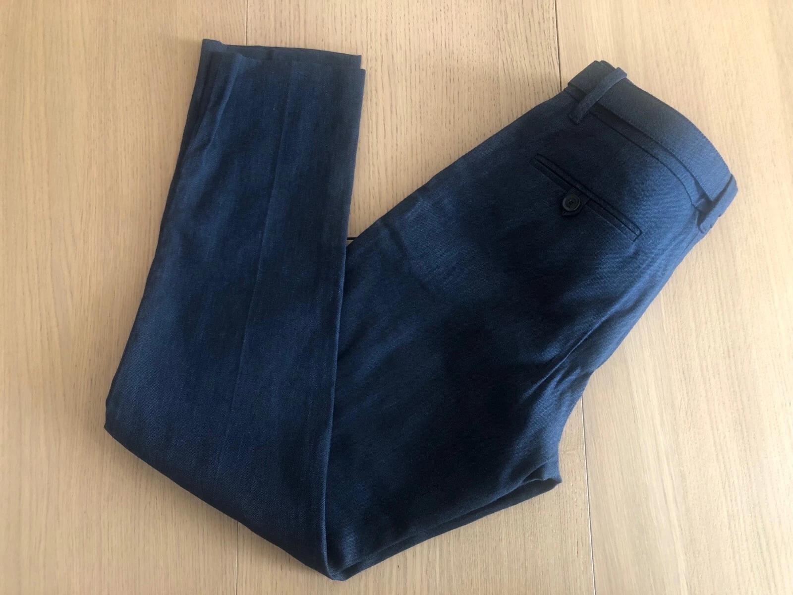 Pantalon femme Gucci à ceinture en coton élasthanne lin marine taille 38 États Unis 2 Italie