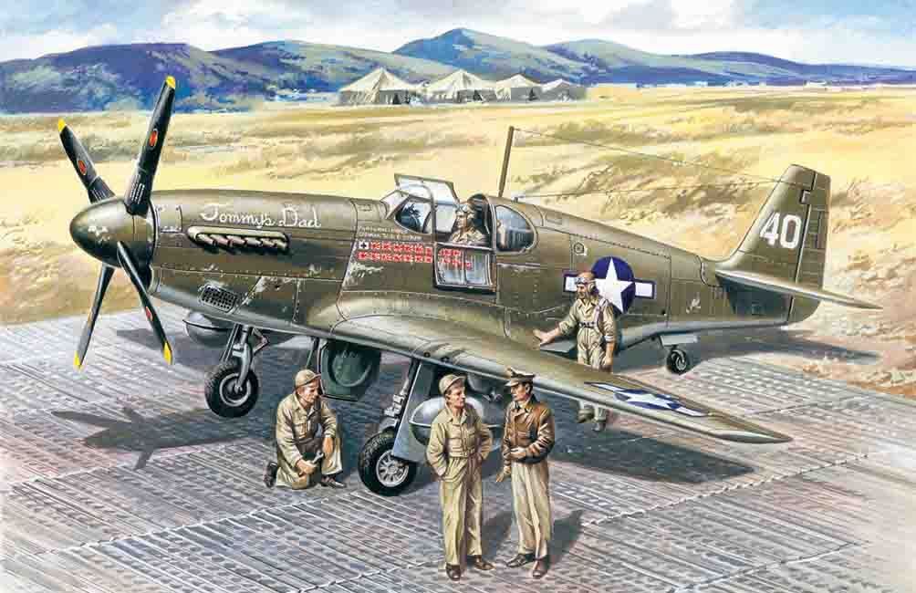 Icm 48125 - 1:48 Mustang P-51 B WWII American Fighter with USAAF Pilots and Gro