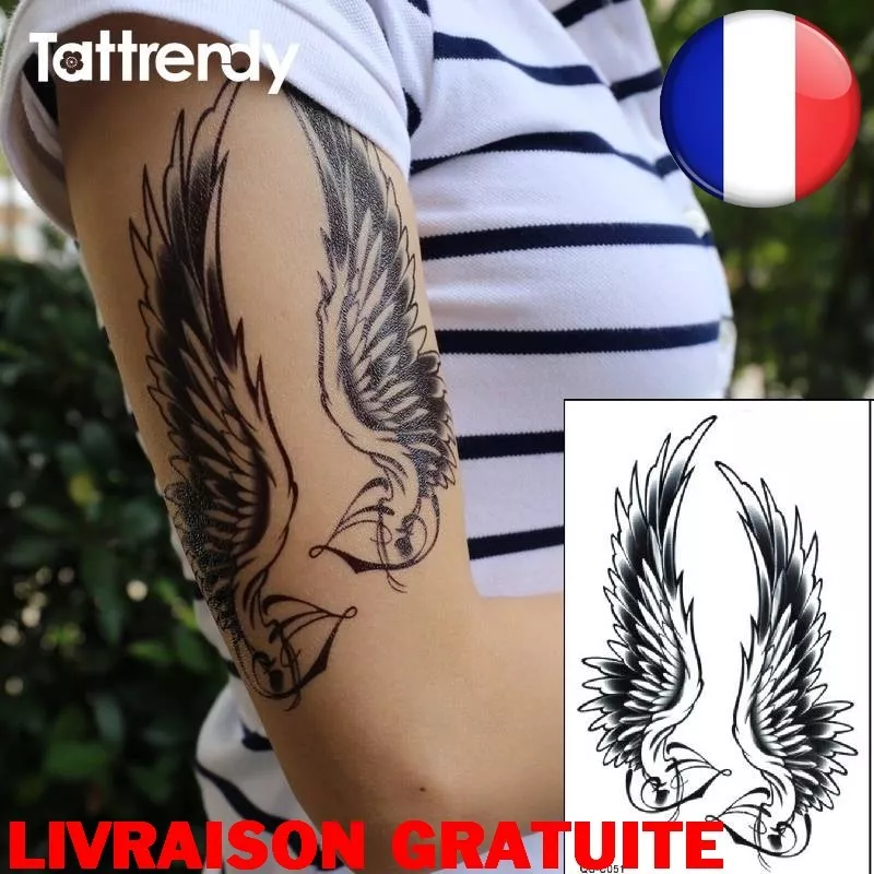 Tattoo Women Men Waterproof Shoulder Sexy Arm Angel Wings Tattoos Fashion