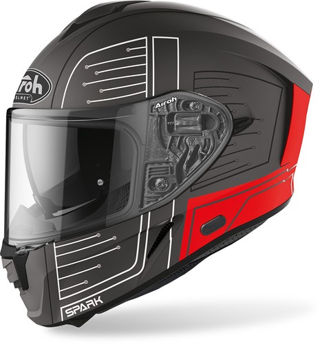 CASCO INTEGRALE DOPPIA VISIERA AIROH SPARK CIRCUIT RED MATT GRIGIO TITANIO  TG L | eBay