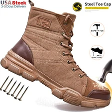 Mens Safety Construction Work Boots Steel Toe sneakers light weight Hiking Shoes