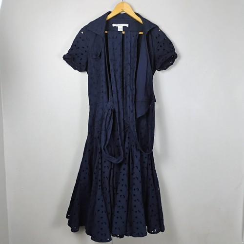 Diane Von Furstenberg Cotton Eyelet Dress Size 4 - Picture 3 of 8