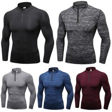 Men Long Sleeve Stand Collar Velvet Sports Tops Fitness Training Sweatshirt