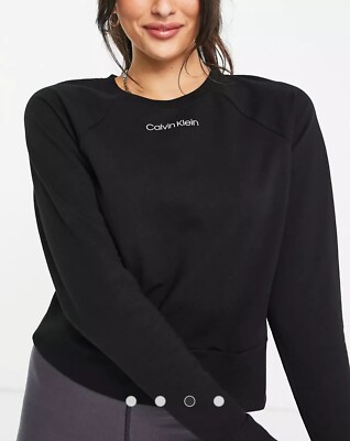 Calvin Klein Womens Crewneck Sweatshirt Black Pullover Long