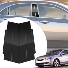 6pcs Glossy Piano Black Pillar Posts Covers Door Trim For Acura Tsx 2009 - 2014