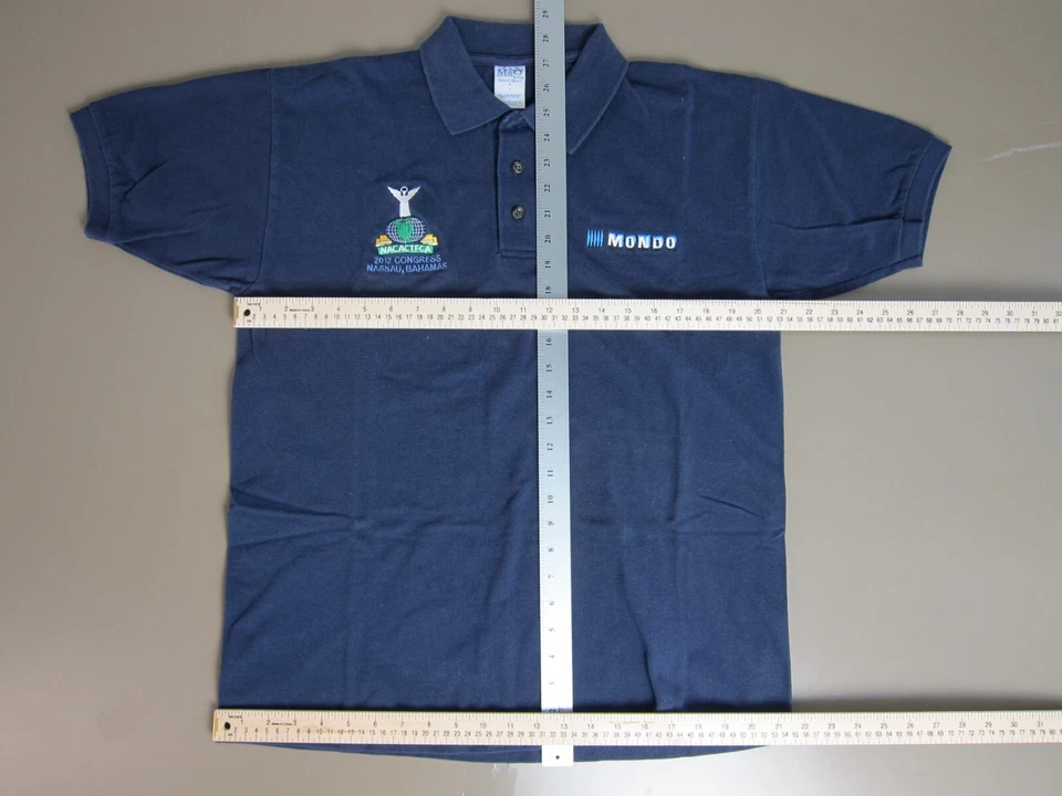M&O Knits Sport Shirt Navy Blue Men's NACACTFCA 2012 Congress Mondo Shirt Size L - Image 3 of 4