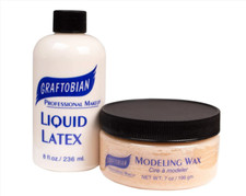 Graftobian Liquid Latex 8oz Clear  Modeling Wax 7oz Bundle Special FX,Halloween