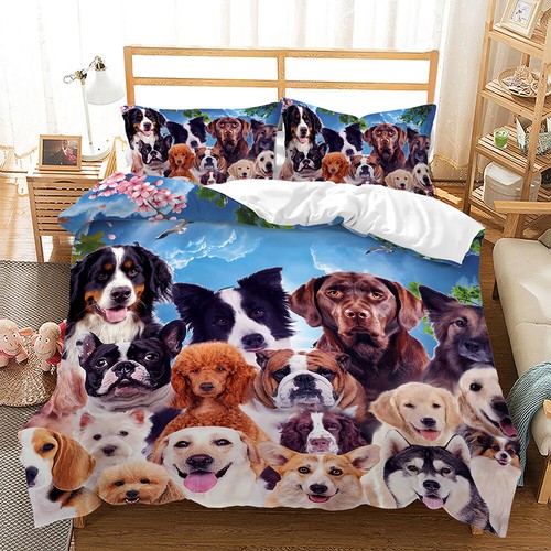 Lustiges Tiermotiv niedliche Hunde Katzen Blumen Haustierliebhaber Bettdecke Bettbezug Bett-Set - Bild 2 von 21