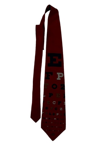 Vicky Davis 100% Silk Mens Neck Tie Burgundy Eye Chart Optician Doctor USA Made - Picture 5 of 7