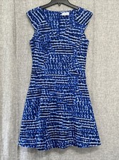 Calvin Klein Women's Dark Blue Tie Dye Short Sleeve Fit/Flair Dress 16"x36