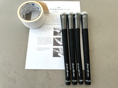 Super Stroke WEISSE KAPPE S-Tech schwarz Standardgriffe x 4 + Band und Anleitung