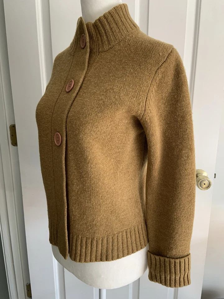 Cárdigan LouLou Cuello Simulado Tres Botones Color Camel Mezcla Lana Mujer Talla M Foto 2 de 4