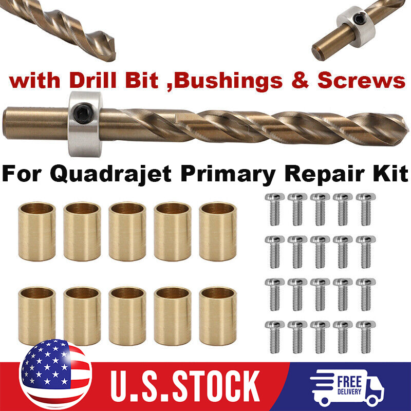 For Quadrajet Primary Throttle Shaft Repair Kit w/ Drill Bit