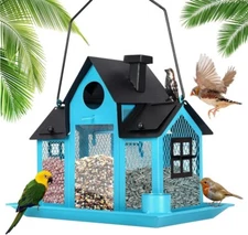 Squirrel Proof Bird Feeders House Outside Hanging Solar Wild Birds Feeder New