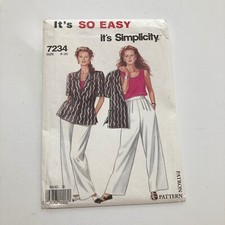 Simplicity 7234 Size 8-20 Plus Size Jacket Top Pants Uncut Factory Folds