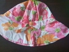 Janie Jack 6 to 8 y Pink orange flowers print Hat Easter Gorgeous VINTAGE rare