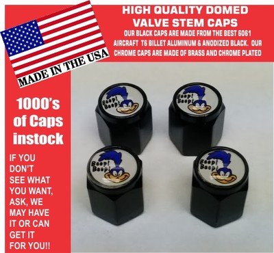 4 Domed Aluminum Plymouth Super Bird Road Runner Valve Stem Caps NO ABS Plastic