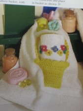 Flower Basket Guest towel set ; CQE-51 vintage crochet pattern