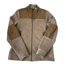 Ibex Hunters Point Merino Wool Bomber Jacket Men’s Size Medium Beige Moss