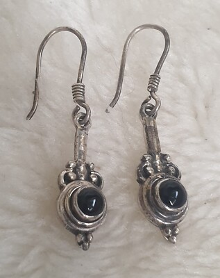 Vintage Onyx Ohrringe aus 925er Silber ca. 42 x 9 mm