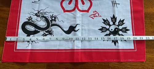 Vintage Wamcraft Bandana - Dragon Shuriken Yin Yang - 22” x 22” - Made in USA - Picture 6 of 7