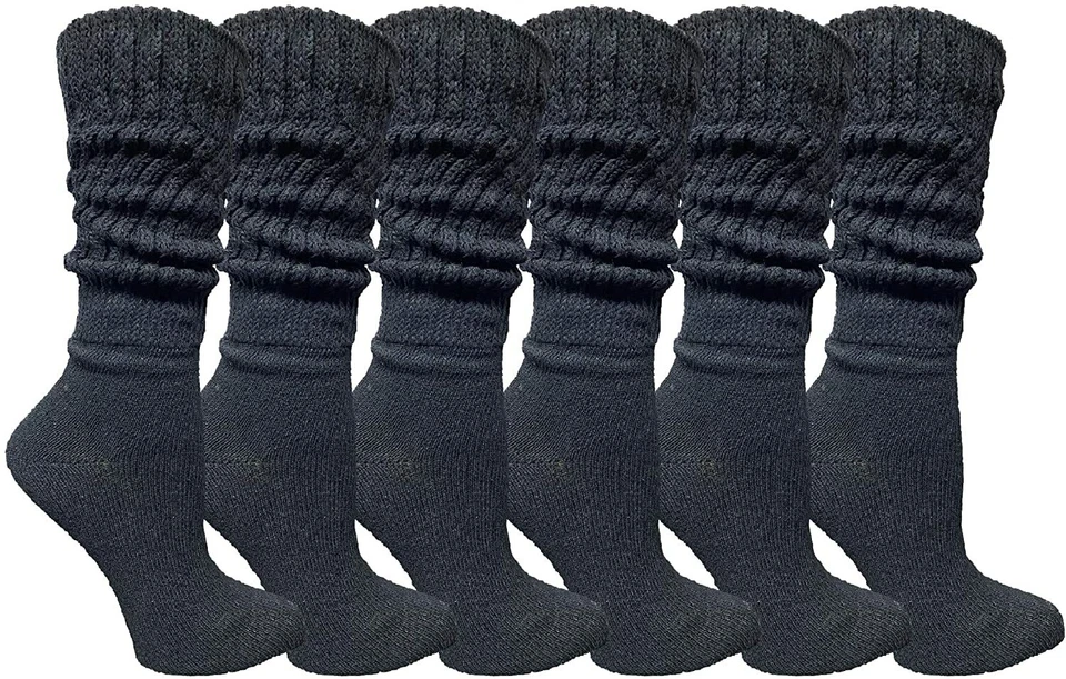 6 Pack Womens Cotton Slouch Socks, Womans Mid  Calf Boot Socks - Image 2 of 4