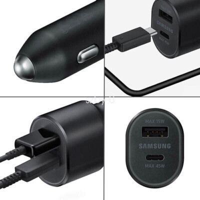 For Samsung 45W Fast Charging Car Charger Dual Port Adapter