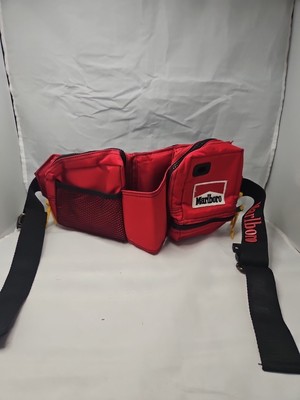 Vintage Marlboro Fanny Pack 1990s Red Strap Utility Pack Bottle Holder Pouches 
