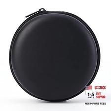 Earphone Case Headphone Earbud Hard Protective Carrying Case Bag Black Round