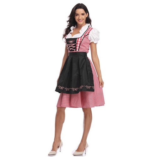 Womens German Bavarian Dirndl Dress Apron Oktoberfest Fancy Beer Maid Costume - Picture 6 of 16