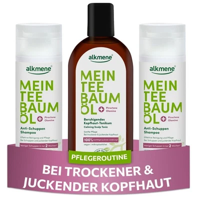 alkmene Haarpflege Set - 2x Shampoo 1x Kopfhaut Tonikum Geschenkset gg. Schuppen
