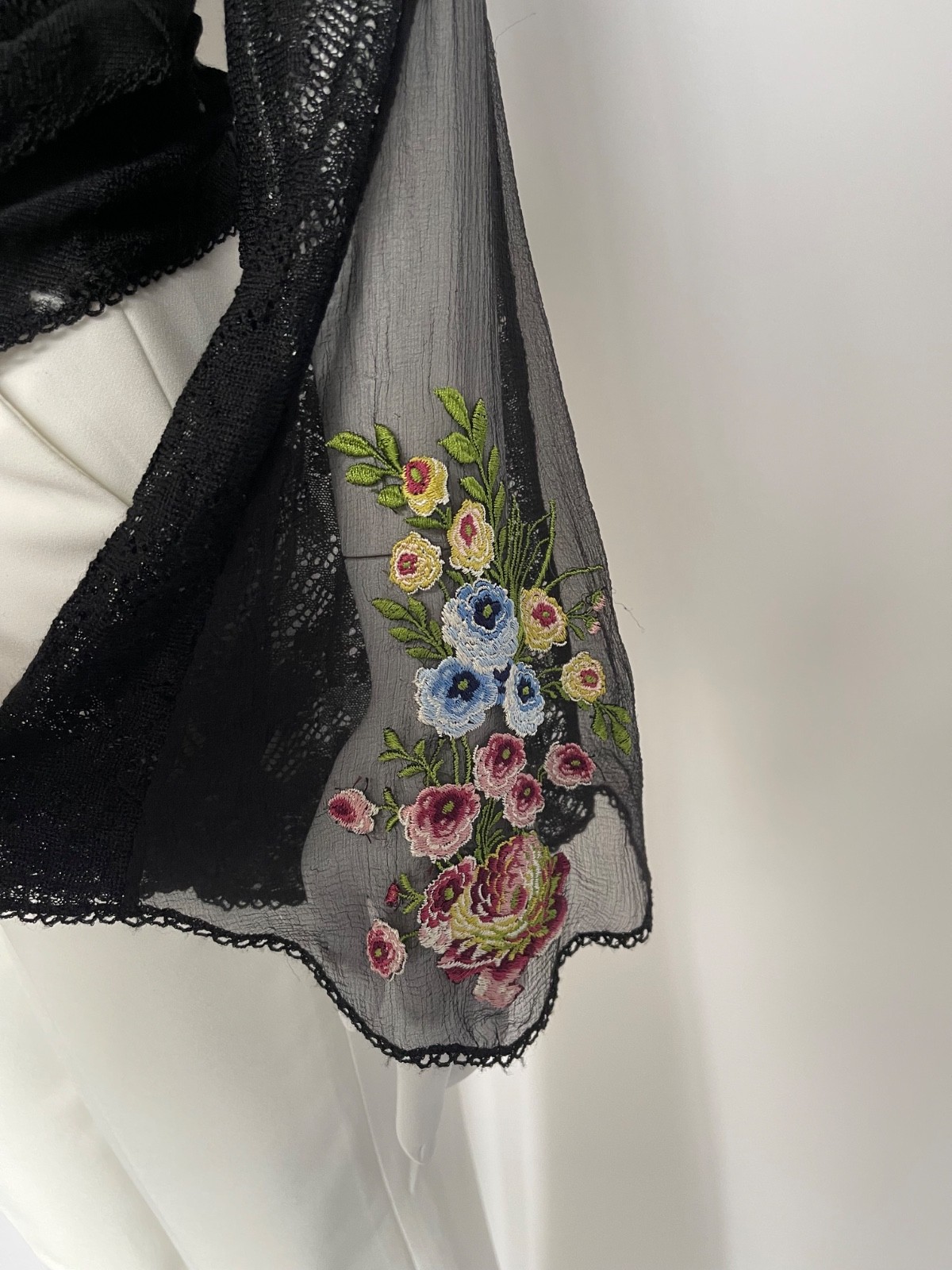 JOHN GALLIANO Vintage UK M Two Piece Black Lace Cardigan Cami Embroidered Detail