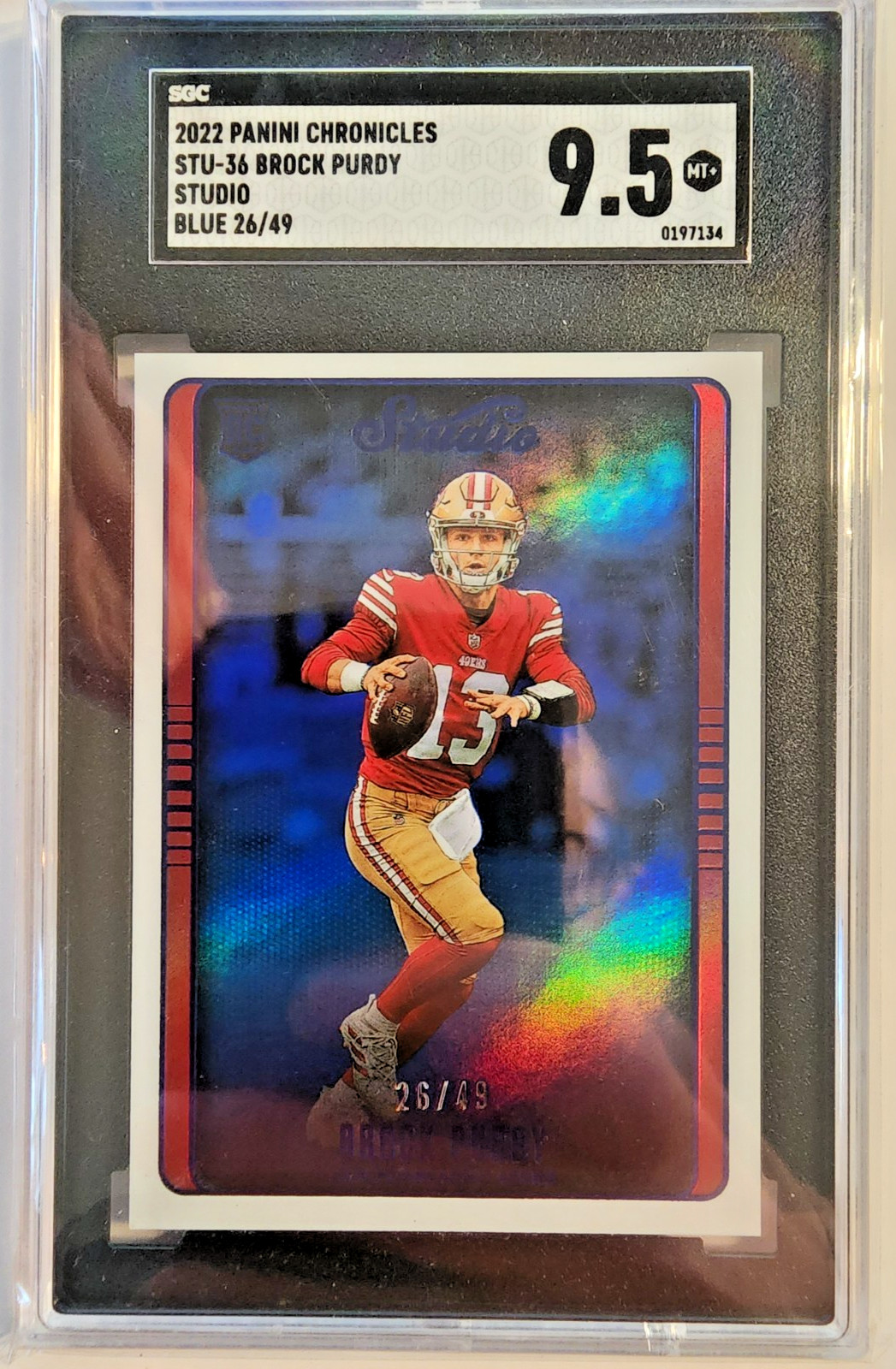 2022 Panini Studio Brock Purdy RC Blue #'d /49 STU-36 Rookie SGC 9 .5 SSP PSA SP
