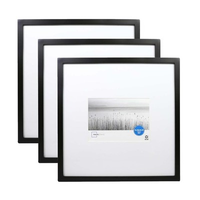 Set of 3 Black Matted 5x7 Picture Frames Gallery Linear Program Wall Photo