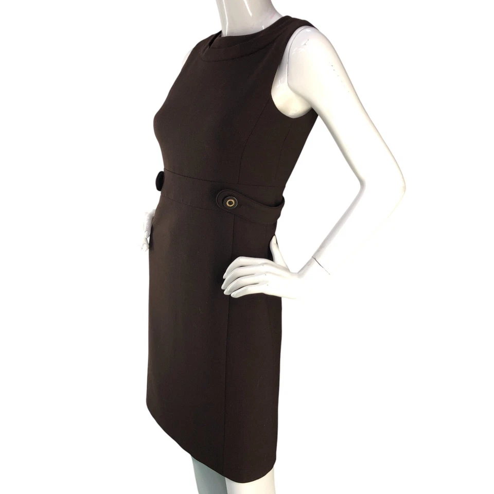 Vestido para mujer Tory Burch talla 2 funda sin mangas mezcla de lana elástico marrón Foto 4 de 4