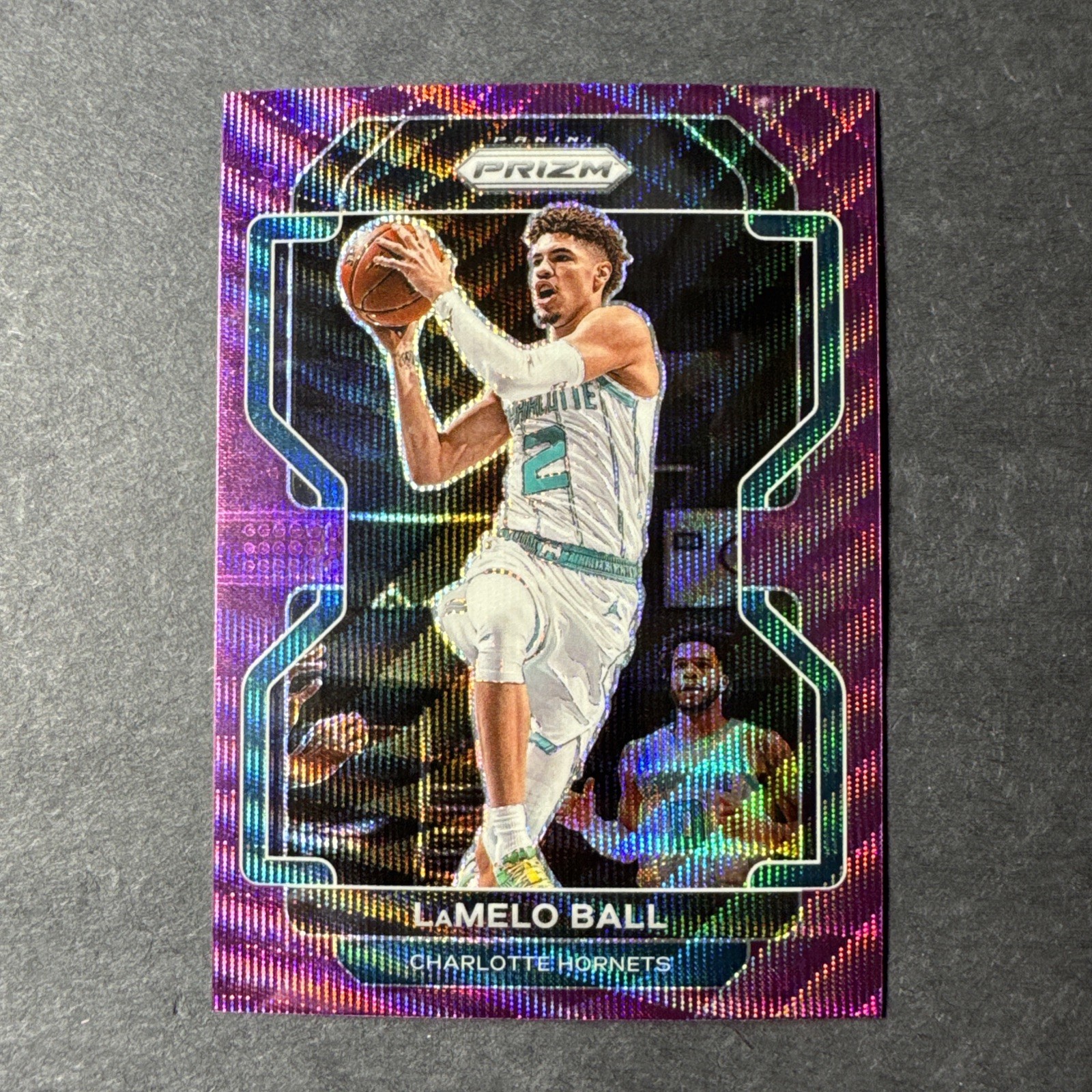 2021-22 Panini Prizm LaMelo Ball #185 Purple Wave Prizm Charlotte Hornets