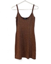 Guess Mini Dress Womens 4 Tank Short Strappy Sparkle Glitter Brown Python Preppy