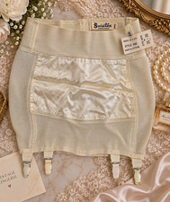 Swisstex Creations Ivory Cotton Satin Panel Garter Belt Style 400 Size 36