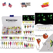 Ice Fishing Jigs 54pcs Glow Ice Fishing Lures, Walleye Jig Ice Fishing Jigs K...