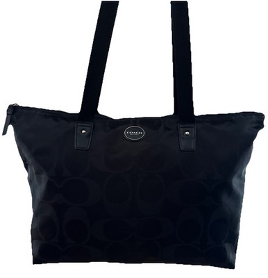 Coach Signature C Black Nylon Getaway Packable Weekender Tote Bag