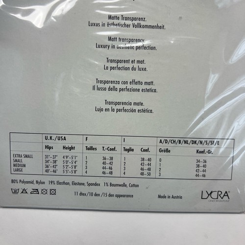 Wolford Individual 10 Denier Tights Style 116 40 in Admiral Size Small NEW - Picture 7 of 7