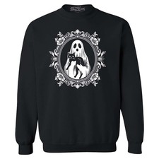 Haunted Frame Ghost and Black Cat Crewneck Halloween Summerween Sweatshirt