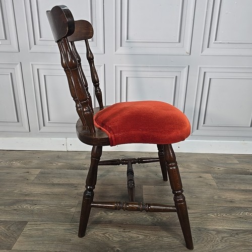 Retro Vintage Wooden Turned Pub Chair Stool Bar - Upholstered Desk Bedroom Seat - Picture 16 of 24