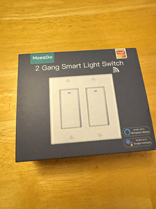 MoesGo DS-122 2-Gang Wi-Fi Smart Wall Light Switch White Alexa Google