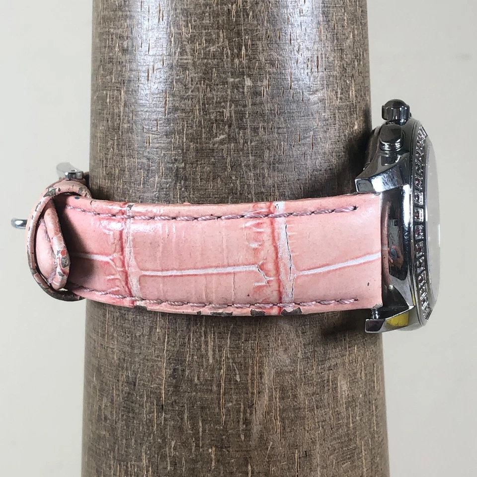 Reloj Saint Honore Paris Mujer Rosa Pavé Cronógrafo Cuero 35mm 6 1/2" Foto 3 de 4