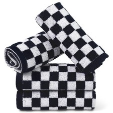 Wash Cloths Checkered 4 Pack Black and White - Cotton Washcloths for Face Bod...