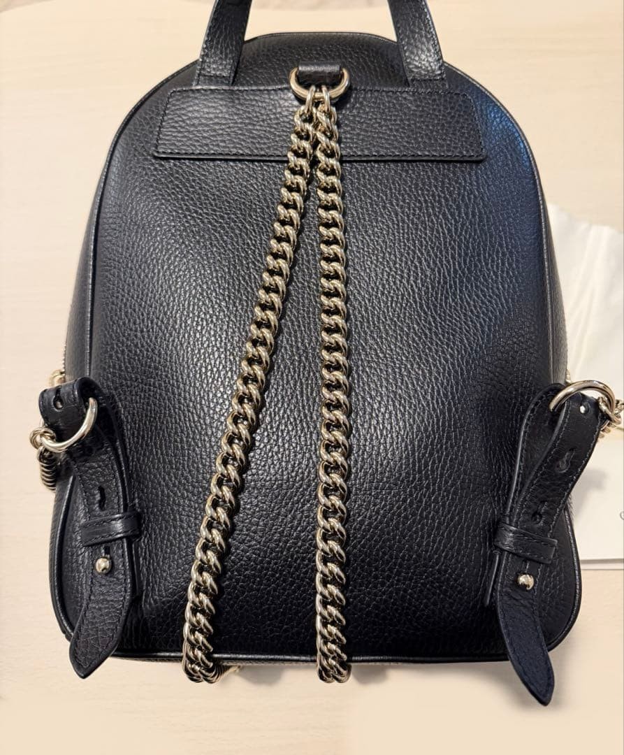 Gucci Soho Chain Backpack Leather Black thumbnail 6