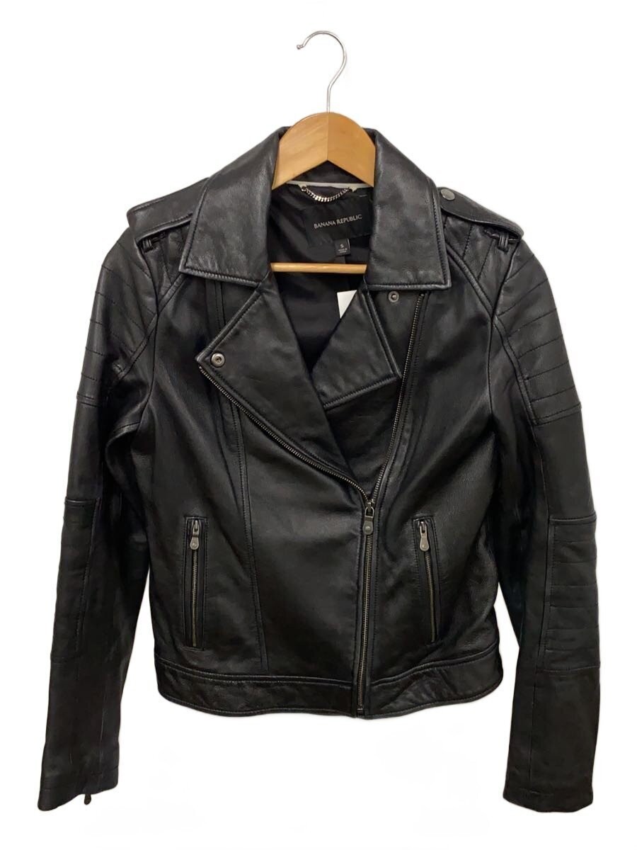 Banana Republic Double Riders Jacket/S/Sheep Leather/Blk 3566