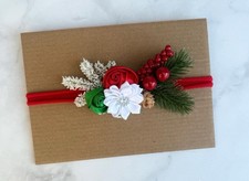 Red Green White Christmas Nylon Headband for Baby or Toddler Girl