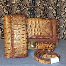 VGEC BRAHMIN DANIELLE TOASTED ALMOND DALTON & WHIP STITCHED WALLET GORGEOUS SET